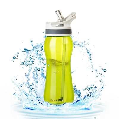 AceCamp 21oz Water Bottle with Straw Curved-Bottle Design Easy To Grip BPA Free Tritan Sports Fitness Bottle Leak-Proof Durable Green