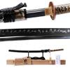1095 Carbon Steel Clay Tempered Japanese Samurai Katana Sword Hand Forged, Full Tang Sharp, Brass Fittings (Black-Brown) view 1