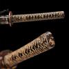 1095 Carbon Steel Clay Tempered Japanese Samurai Katana Sword Hand Forged, Full Tang Sharp, Brass Fittings (Black-Brown) view 4