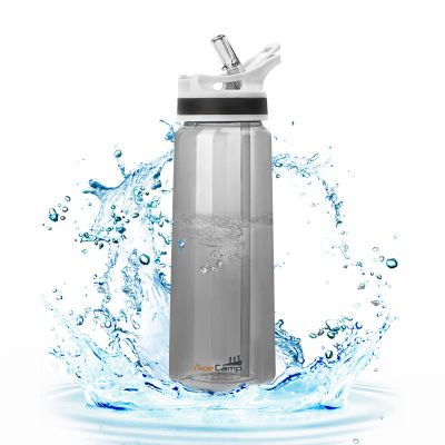 AceCamp 28Oz Straw Water Bottle Adult, Tritan Plastic BPA Free Large-Capacity Sports Fitness Bottle with handle Leak-Proof Durable Grey