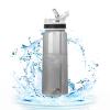 AceCamp 28Oz Straw Water Bottle Adult, Tritan Plastic BPA Free Large-Capacity Sports Fitness Bottle with handle Leak-Proof Durable Grey view 1