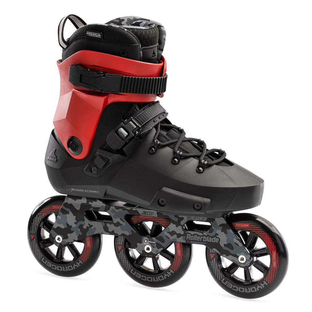Rollerblade Twister 110 Unisex Adult Fitness Inline Skate, Black/Red, Urban Performance Inline Skates