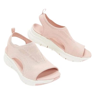 Summer Washable Slingback Orthopedic Slide Sport Sandals, Comfy Knit Thick Bottom Fish Mouth Casual Sandals Mesh Soft Sole Casual Women's Shoes (Pink, 9)