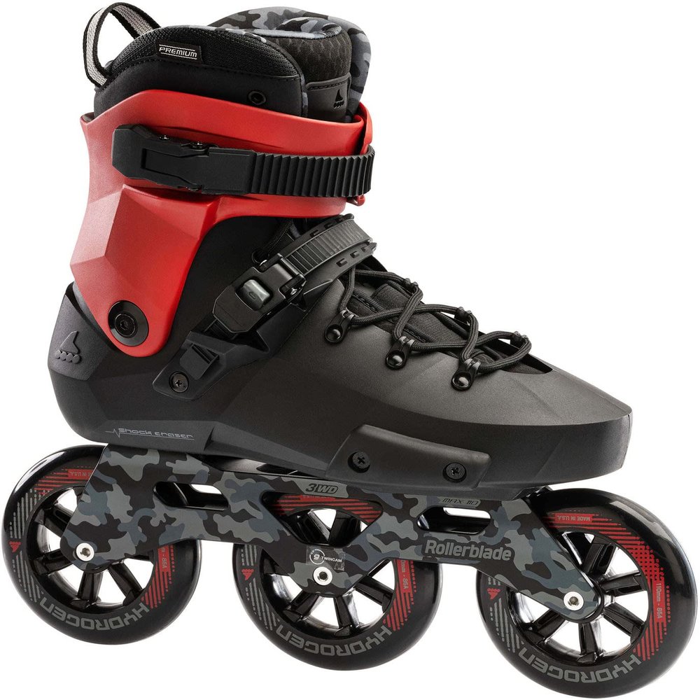 Rollerblade Twister 110 Unisex Adult Fitness Inline Skate, Black/Red, Urban Performance Inline Skates 7/7.5