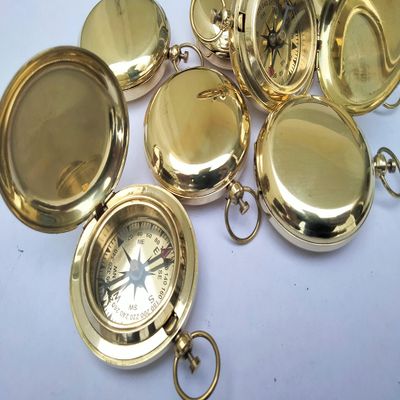 Ascent Gifts Vintage Flipout Compass Set Of 6 Brass Pocket Push Button Compass Nautical Navigation Compass Collectible And Decoration Hiking Trekking Travel Item By Ascent Gifts.