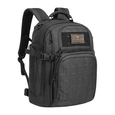 TRAILKICKER Military Tactical Backpack 40L for Men, Hiking Camping Molle EDC Daypack Army Assault Pack Lightweight Work Backpack with Water Bladder Compartment, Black