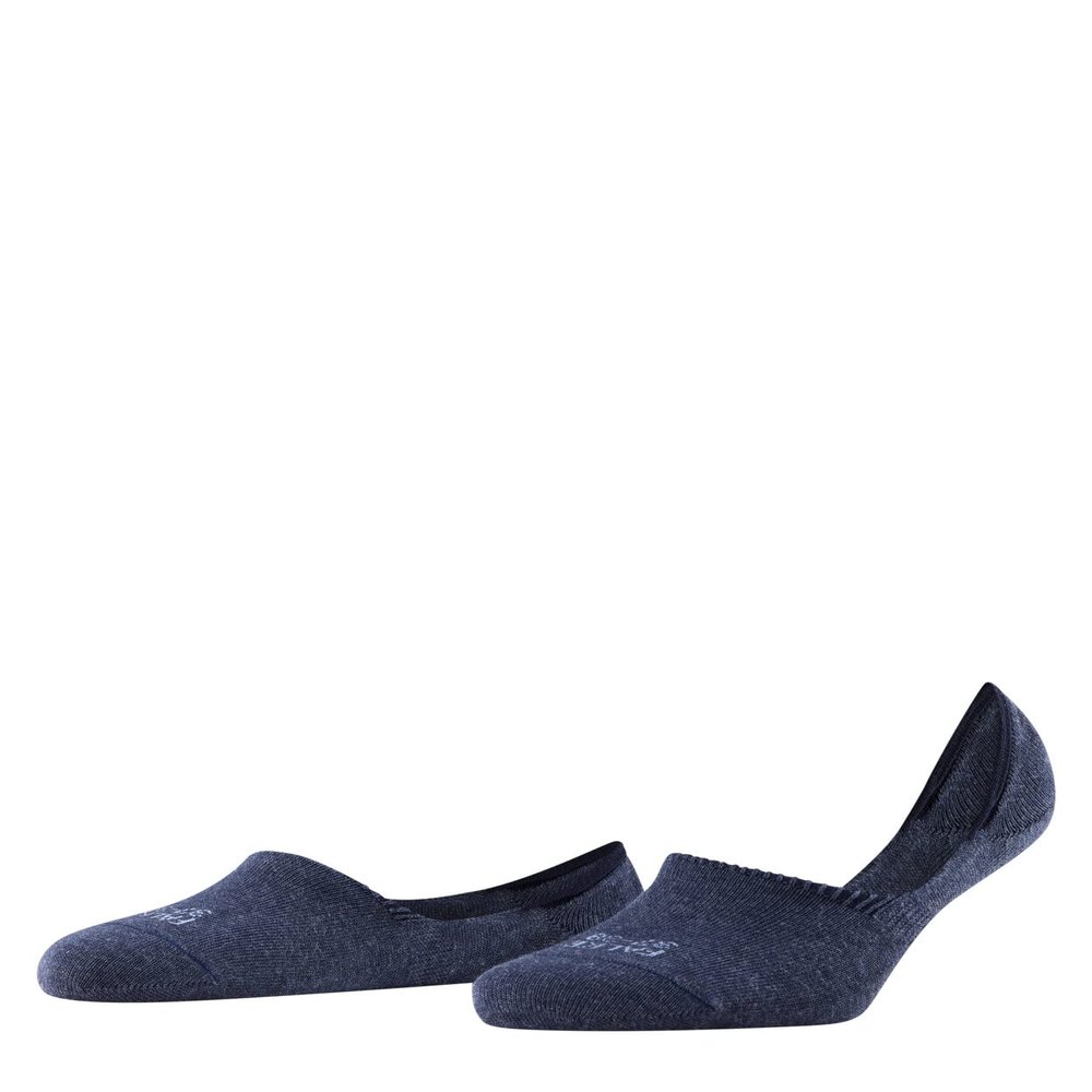 FALKE Women's Step High Cut No Show Socks, Light and Cool, Sustainable Cotton, Non Slip Heel Grip, Skin Friendly, Blue (Navy Melange 6127), 5-6, 1 Pair