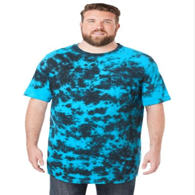 KingSize Men's Big & Tall Shrink-Less Lightweight Longer-Length Crewneck Pocket T-Shirt - 5XL, Turquoise Marble