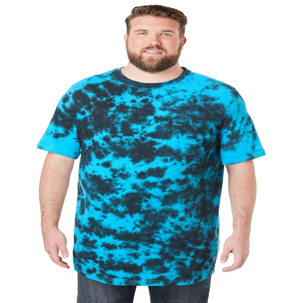 KingSize Men's Big & Tall Shrink-Less Lightweight Longer-Length Crewneck Pocket T-Shirt - 5XL, Turquoise Marble