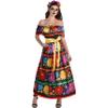 Multicolor Sugar Skull Beauty Dress & Headband Set - Large (10-12) - Enchanting Day of the Dead Costume view 1