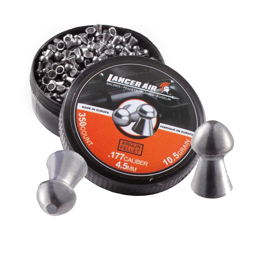 Lancer Tactical Airgun Metal Pellets 4.5mm 0.177 Caliber Hunting Pellets-350 Count/10.5 Grain-Size Domed