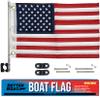 Boat Flag Pole Kit, 12" x 18" Small US American Flag Set, Marine Grade, Dock or Rail Mount Holder, Pontoon Accessories, USA Burgee Flags view 1