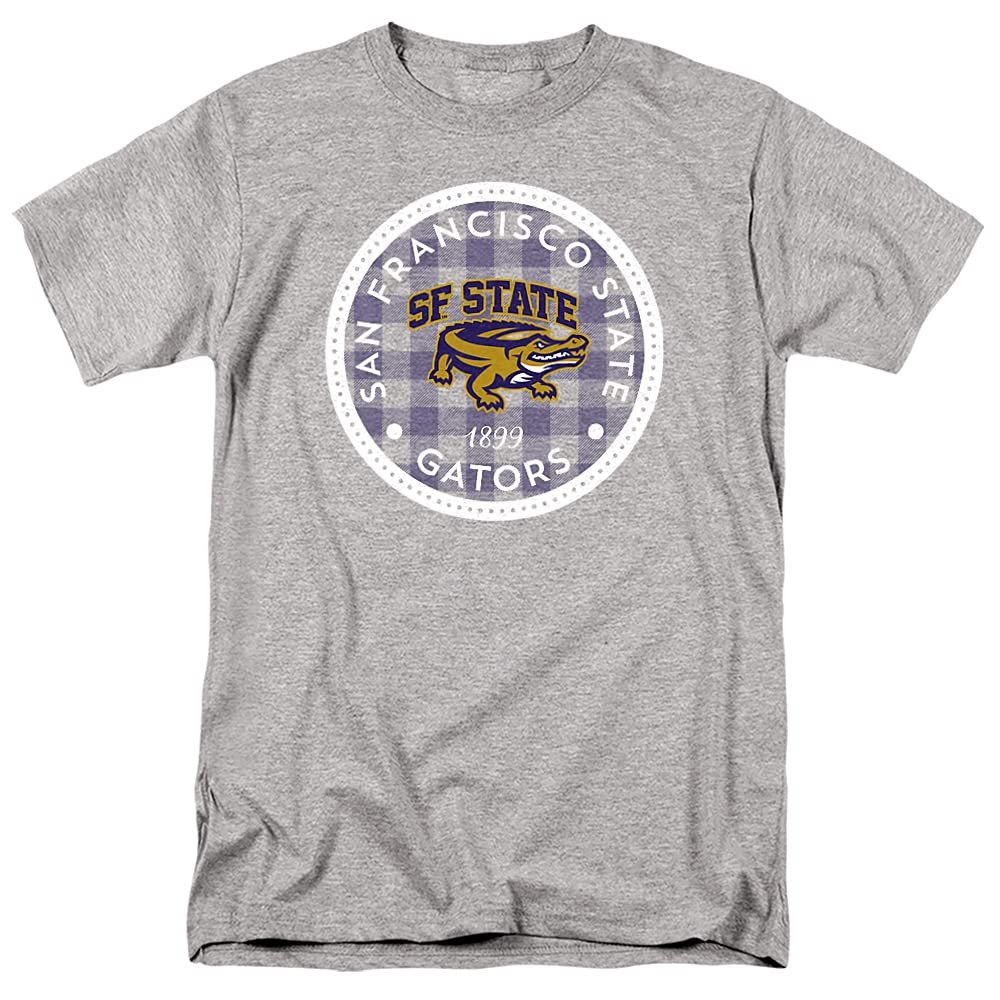 San Francisco State University Official Plaid Badge Unisex Adult T-Shirt, Plaid Badge, 4X-Large