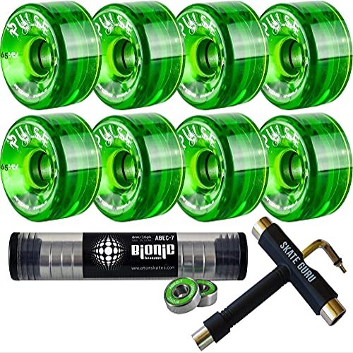 Skate Out Loud Bundle: Green Atom Pulse Wheels + Bearings ABEC7 + Tool