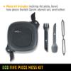 UCO Recycled ECO 5-Piece Camping and Outdoor Mess Kit with Bowl, Plate, Switch Spork Utensil Set view 3
