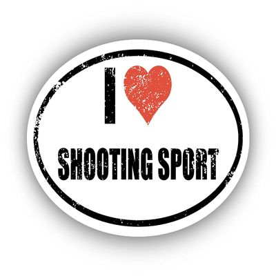 I Love Shooting Sport I Heart Euro Oval Sticker Vinyl 3M Decal 3 in x 5 in