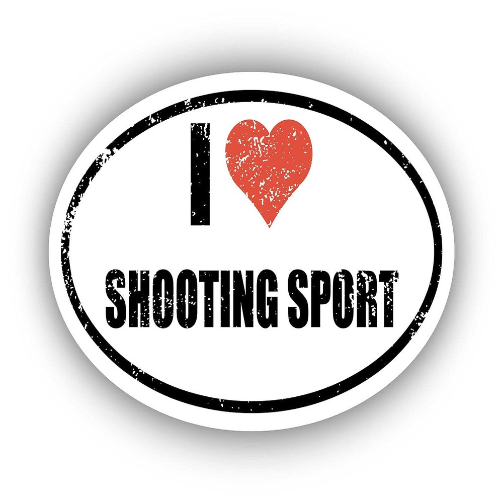 I Love Shooting Sport I Heart Euro Oval Sticker Vinyl 3M Decal 3 in x 5 in