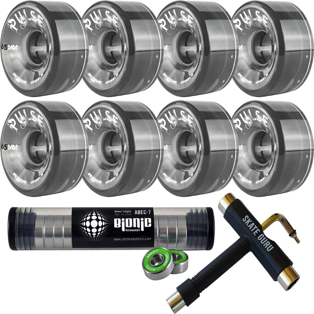 Bundle: Black Atom Pulse Wheels + Bearings ABEC7 + Tool