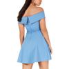 Bee Darlin Womens Crochet Trim Fit & Flare Dress, Blue, 9/10 view 2