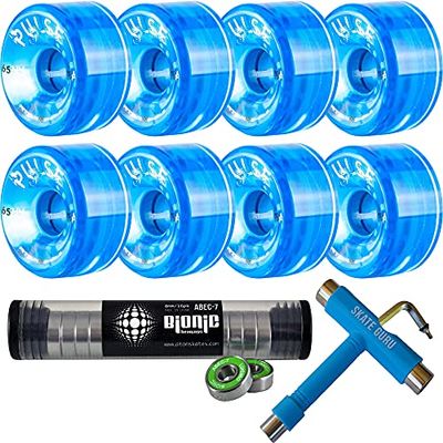Skate Out Loud Bundle: Blue Atom Pulse Wheels + Bearings ABEC7 + Tool