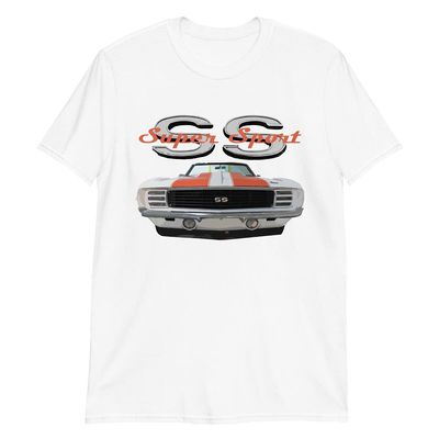1969 Chevy Camaro SS Super Sport Classic American Muscle Car Graphic T-Shirt | Vintage Car Enthusiast Gift White