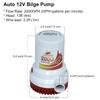 JENENSERIES Submersible Boat 2000GPH Bilge Water Pump 12v DC water pump with float switch suitable for ferry, yacht, marine and garden drainage system (2000GPH) view 2