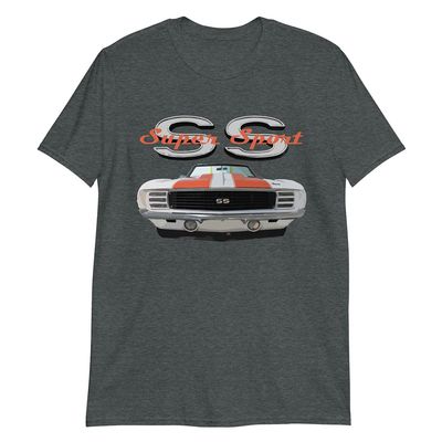 1969 Chevy Camaro SS Super Sport Classic American Muscle Car Short-Sleeve Mens T-Shirt Dark Heather