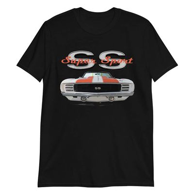 1969 Chevy Camaro SS Super Sport Classic American Muscle Car Short-Sleeve Mens T-Shirt Black