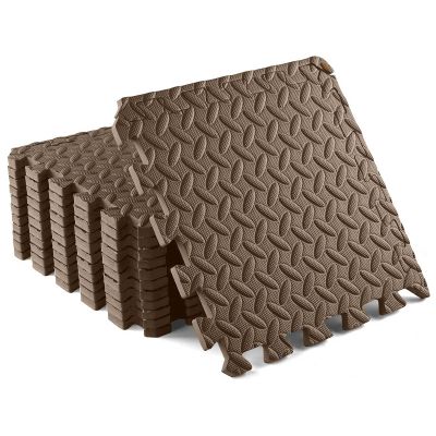XQKXHZ Interlocking Non-Slip Foam Mat Exercise Tiles, EVA Gym Puzzle Flooring Mats, for Home Workout & Yoga Protective Soft Underlay Children's Tile, Brown, 30 x 30 x 1cm,32pcs