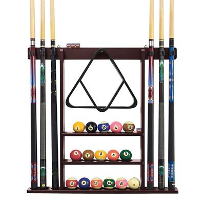 MoyanSuper Pool Stick Holder Cue Stick Holder Wall Mount Billiard Cue Racks Holds Billiards Accessories for Billiard Room,Bar Room,Game RoomMahogany