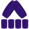 ASTER 6Pieces Purple Sweatband Set, Sports Headband Wristband Set, Including 2Pcs Sports Headband and 4Pcs Sweat Wristband, Moisture Wicking Absorbing Purple Sweat Band for Men and Women view 1