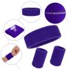 ASTER 6Pieces Purple Sweatband Set, Sports Headband Wristband Set, Including 2Pcs Sports Headband and 4Pcs Sweat Wristband, Moisture Wicking Absorbing Purple Sweat Band for Men and Women view 3