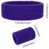 ASTER 6Pieces Purple Sweatband Set, Sports Headband Wristband Set, Including 2Pcs Sports Headband and 4Pcs Sweat Wristband, Moisture Wicking Absorbing Purple Sweat Band for Men and Women view 4