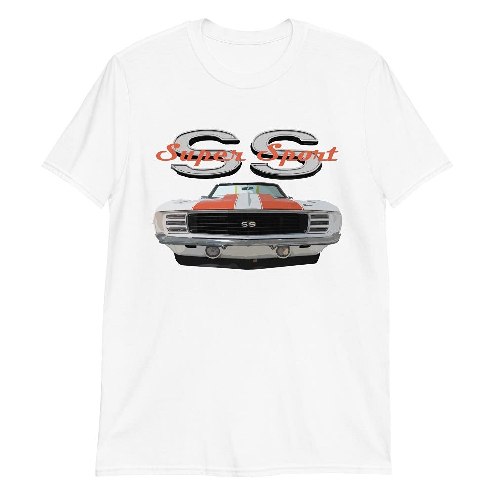 1969 Chevy Camaro SS Super Sport Classic American Muscle Car Short-Sleeve Mens T-Shirt White