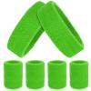 ASTER 6Pieces Green Sweatband Set, Sports Headband Wristband Set, Including 2Pcs Sports Headband and 4Pcs Sweat Wristband, Moisture Wicking Absorbing Green Sweat Band for Men and Women view 1