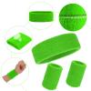 ASTER 6Pieces Green Sweatband Set, Sports Headband Wristband Set, Including 2Pcs Sports Headband and 4Pcs Sweat Wristband, Moisture Wicking Absorbing Green Sweat Band for Men and Women view 3