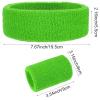 ASTER 6Pieces Green Sweatband Set, Sports Headband Wristband Set, Including 2Pcs Sports Headband and 4Pcs Sweat Wristband, Moisture Wicking Absorbing Green Sweat Band for Men and Women view 4