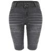 Women's Moto Stretchy Short Jeans Summer Curvy Butt-Lifting Knee Length Jeans High Waist Wrinkle Denim Bermuda Shorts (Dark Gray,Large) view 1