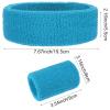 ASTER 6Pieces Light Blue Sweatband Set, Sports Headband Wristband Set, Including 2Pcs Sports Headband and 4Pcs Sweat Wristband, Moisture Wicking Absorbing Light Blue Sweat Band for Men and Women view 4