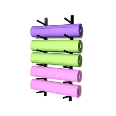 JLXJ Hanging Yoga Mat Holder, Foam Rollers 6 Sectional Wall Mounted Storage Rack, Iron, Black, Home/Gym Towel Rack Storage Organizer