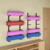 JLXJ Hanging Yoga Mat Holder, Foam Rollers 6 Sectional Wall Mounted Storage Rack, Iron, Black, Home/Gym Towel Rack Storage Organizer view 2