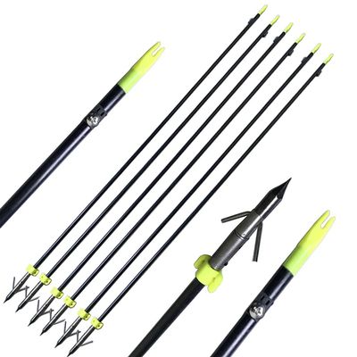 ZSHJGJR Archery Bowfishing Arrows Fiberglass Fishing Hunting Arrows with Broadheads Safety Slides for Compound Bow Recurve Bow Fishing Hunting 3/6/12pcs (Black 2#, 12 Pieces)