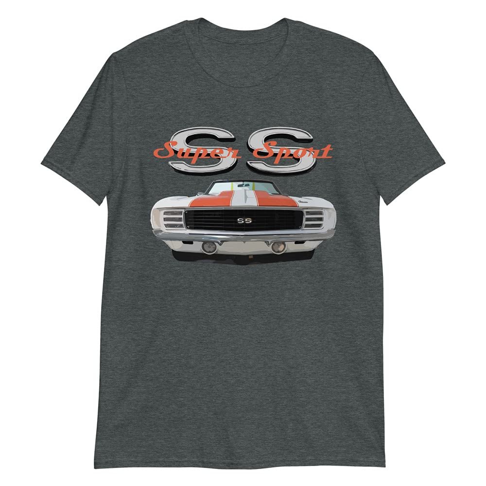 1969 Chevy Camaro SS Super Sport Classic American Muscle Car Short-Sleeve Mens T-Shirt Dark Heather