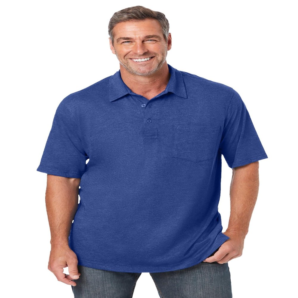 KingSize Men's Big & Tall Shrink-Less Lightweight Polo - 8XL, Heather Navy