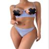 Lilosy Women's Sexy Underwire Floral Lace Sheer Bachelorette Lingerie Set See Through Bra and Panty 2 Piece Lavender Light Purple Medium view 2