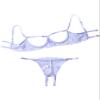 Lilosy Women's Sexy Underwire Floral Lace Sheer Bachelorette Lingerie Set See Through Bra and Panty 2 Piece Lavender Light Purple Medium view 3