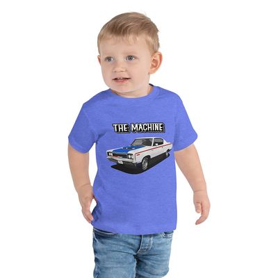 1970 AMC Rebel The Machine Classic Car Graphic T-Shirt | Vintage Car Enthusiast Gift | Toddler Blue