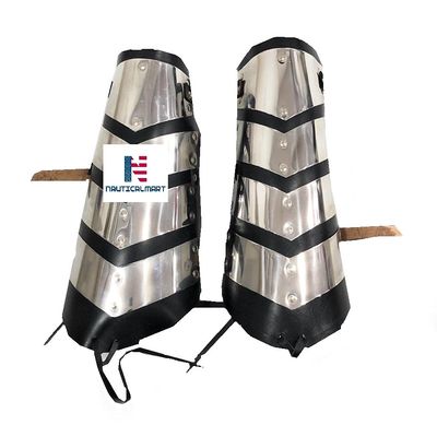 Nautical-Mart Complete Templar Warrior Armor for LARP, Action Roleplaying and Cosplay Silver (Leg Greaves)