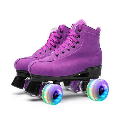 Women's Roller Skates Outdoor Suede Quad Skates Purple Size 37