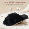 Ankis Womens Black Fuzzy Slippers Memory Foam Cross Band Cozy House Slippers Plush Home Bedroom Fluffy Furry Open Toe Cute Soft Ladies Indoor Outdoor Soft Slipper Slides Wedding Bride Shoes Gifts view 3